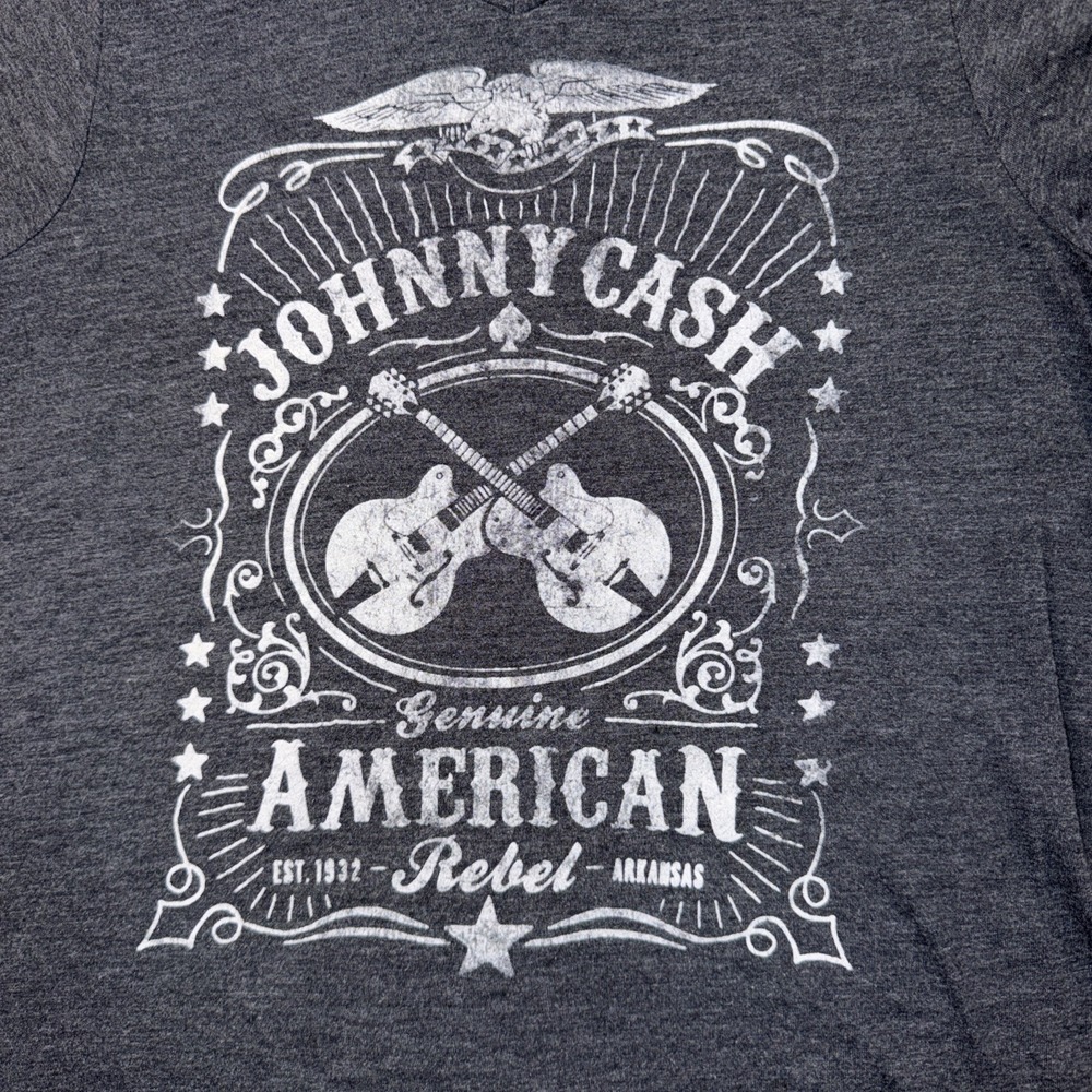 Johnny Cash American Rebel Music‎ T-shirt Womens Size Large Gray